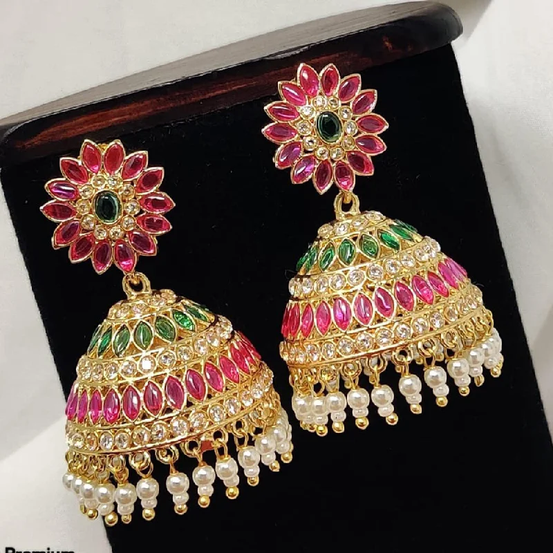 Drop Earrings for Formal Attire -Pooja Bangles Gold Plated Kundan Stone Jhumki Earrings