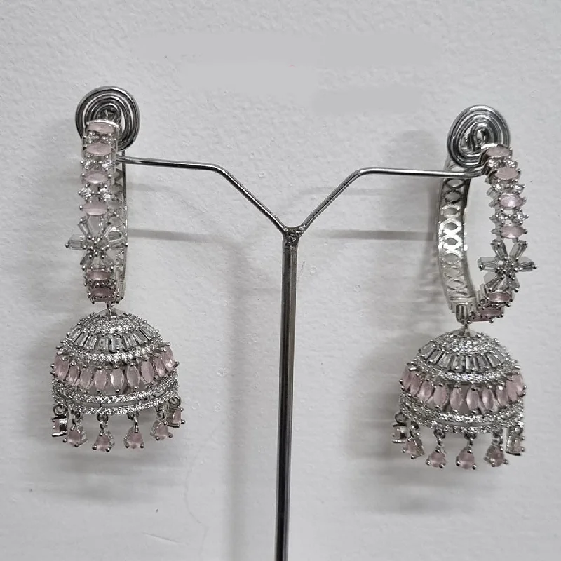 Beaded Drop Earrings for Party -Pooja Bangles Silver Plated AD Jhumki Earrings