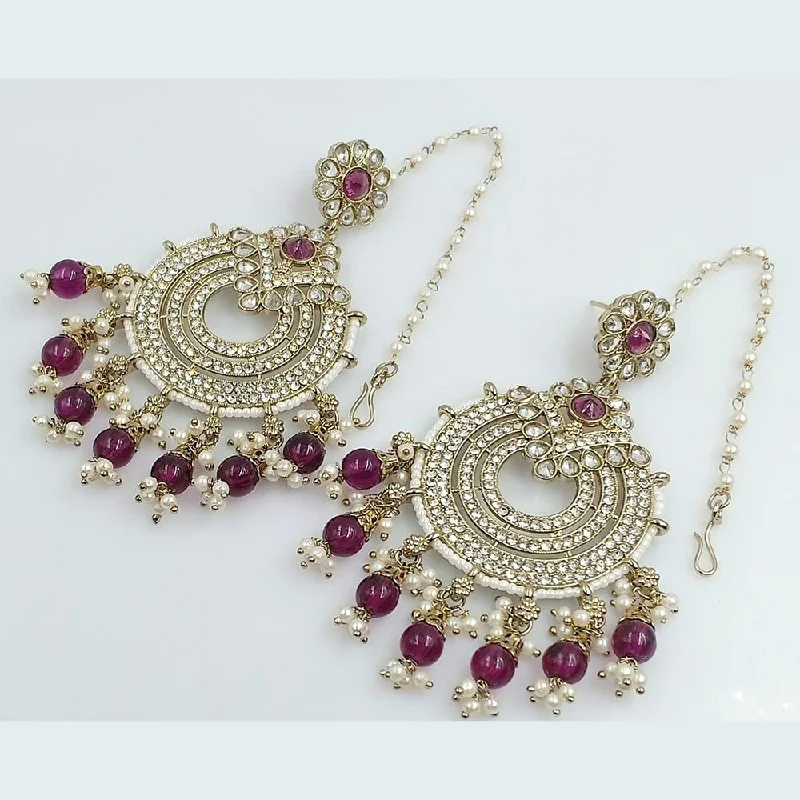 Drop Earrings for Valentine's Day -Rani Sati Jewels Gold Plated Crystal Stone Dangler Earrings