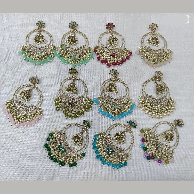 Drop Earrings for Yoga Session -Rani Sati Jewels Gold Plated Crystal Stone Dangler Earrings