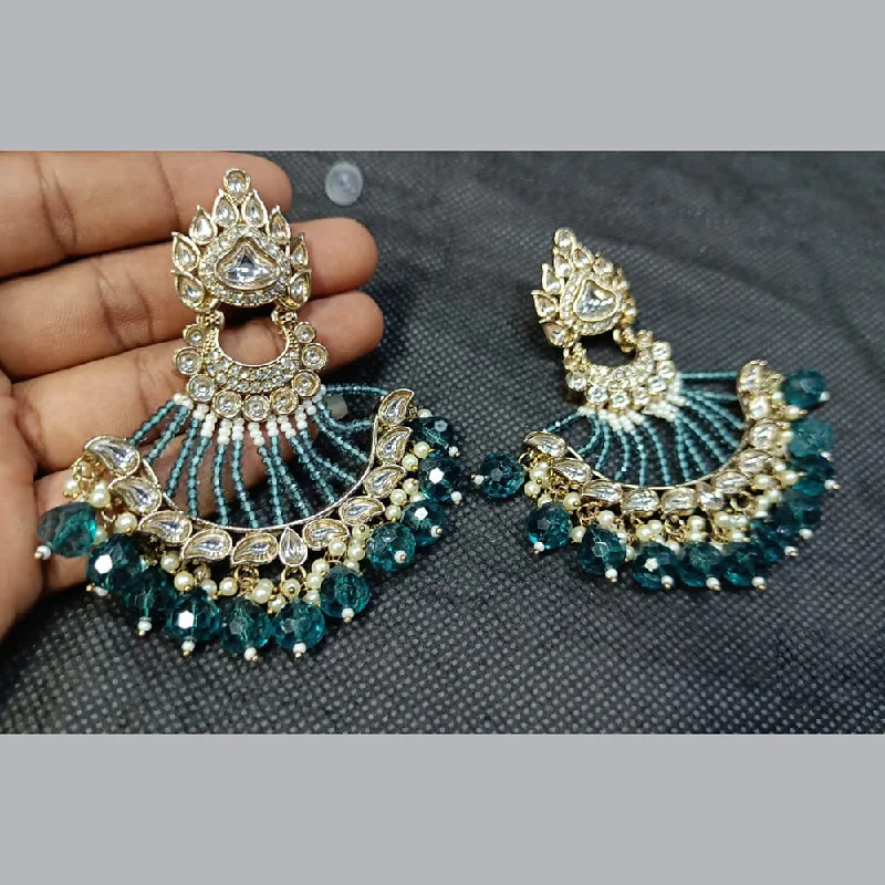 Geometric Drop Earrings for Trend -Rani Sati Jewels Gold Plated Kundan Stone And Pearl Dangler Earrings