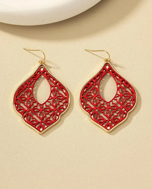 Drop Earrings for Shopping Trip -Red Geometric Drop Earrings