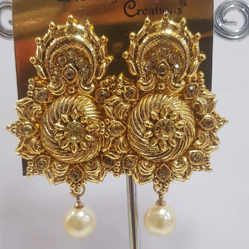 Drop Earrings with Enamel Coating -Shreeji Gold Plated Austrian Stone Dangler Earrings