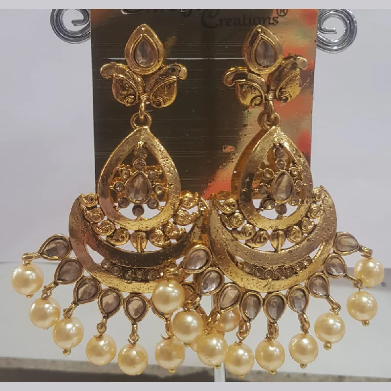 Screw Back Drop Earrings for Security -Shreeji Gold Plated Austrian Stone Dangler Earrings