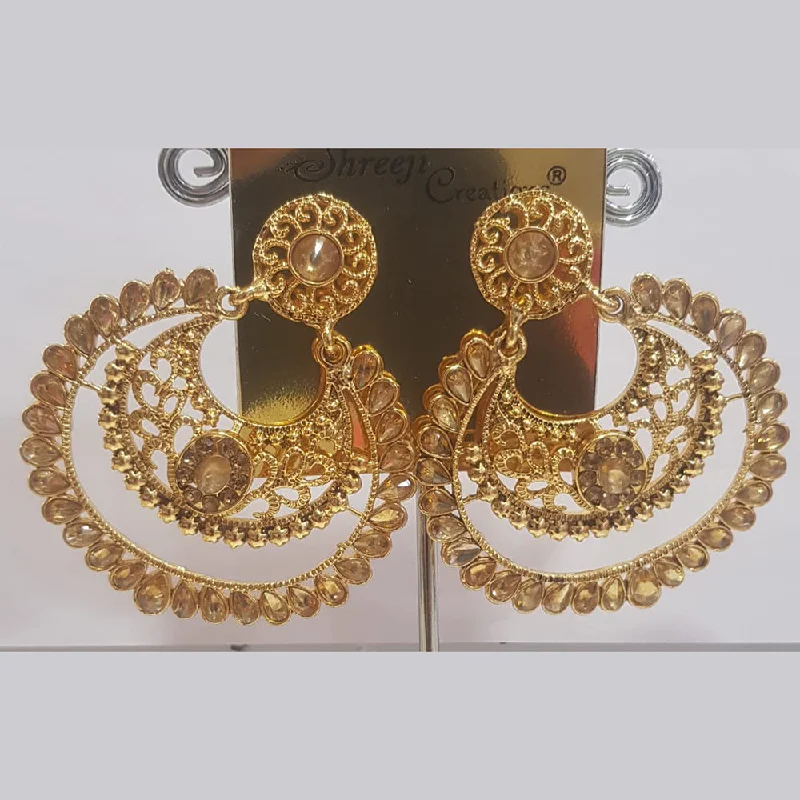 Adjustable Drop Earrings for Custom Fit -Shreeji Gold Plated Austrian Stone Dangler Earrings