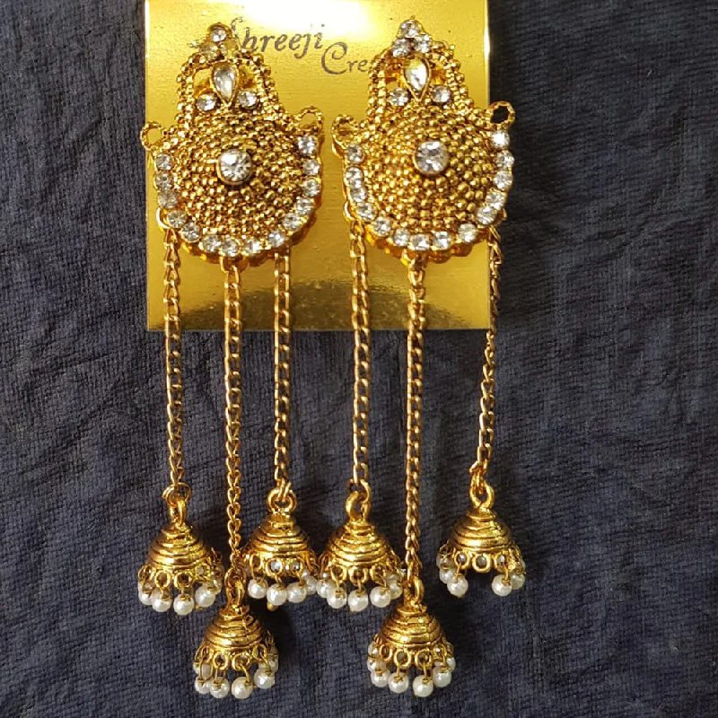 Drop Earrings with Enamel Coating -Shreeji Gold Plated Austrian  Stone Dangler Earrings