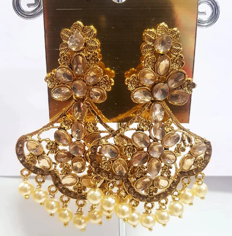 Lightweight Drop Earrings for All Day -Shreeji Gold Plated Crystal  Stone Dangler Earrings