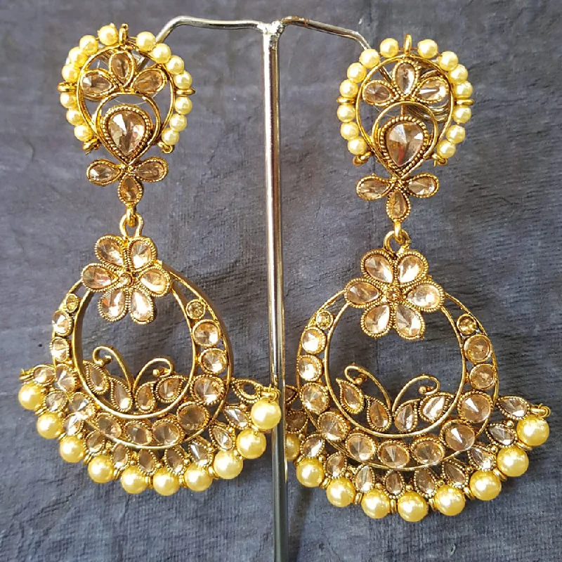 Drop Earrings with Matte Finish -Shreeji Gold Plated Crystal  Stone Dangler Earrings