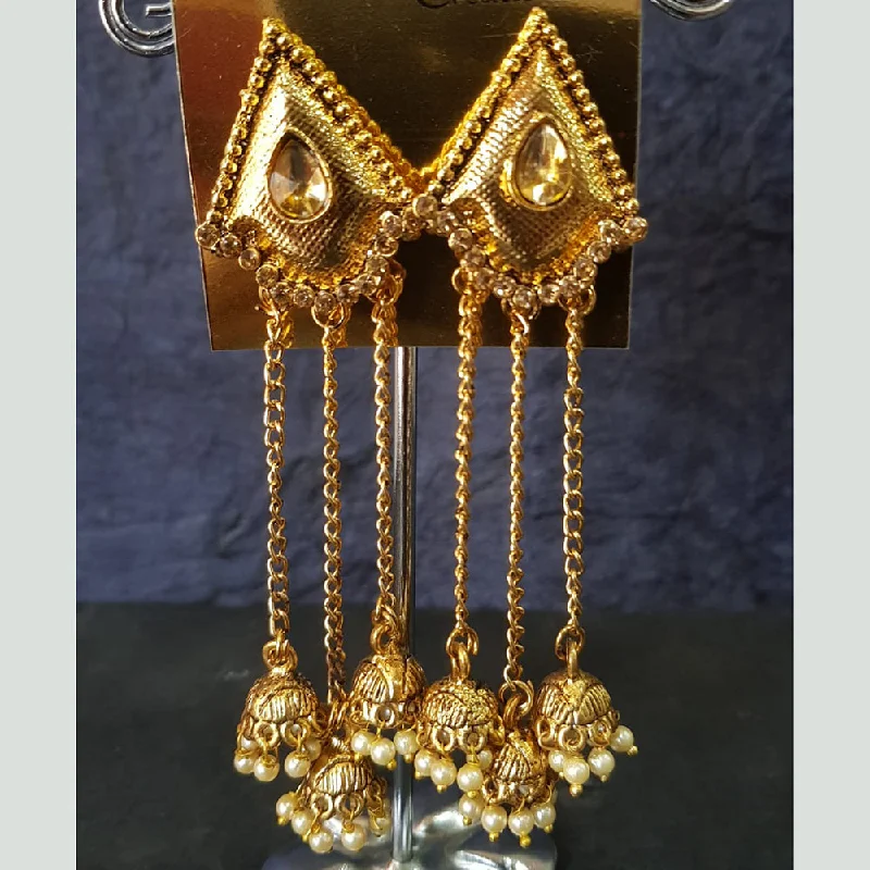 Drop Earrings with Etched Designs -Shreeji Gold Plated Crystal  Stone Dangler Earrings