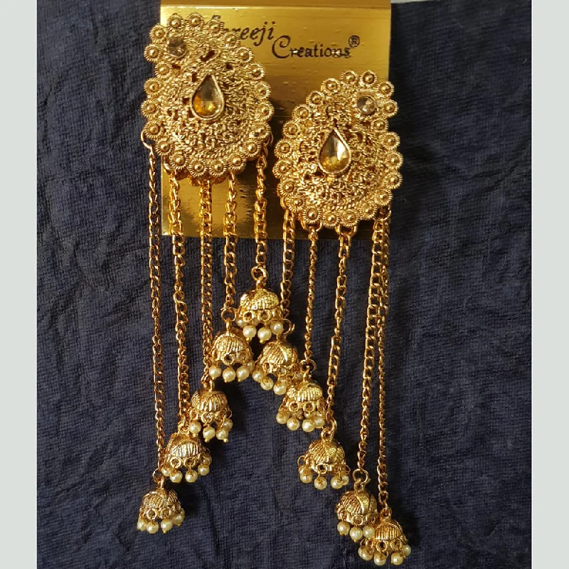 Crystal and Pearl Drop Earrings for Glamour -Shreeji Gold Plated Crystal  Stone Dangler Earrings