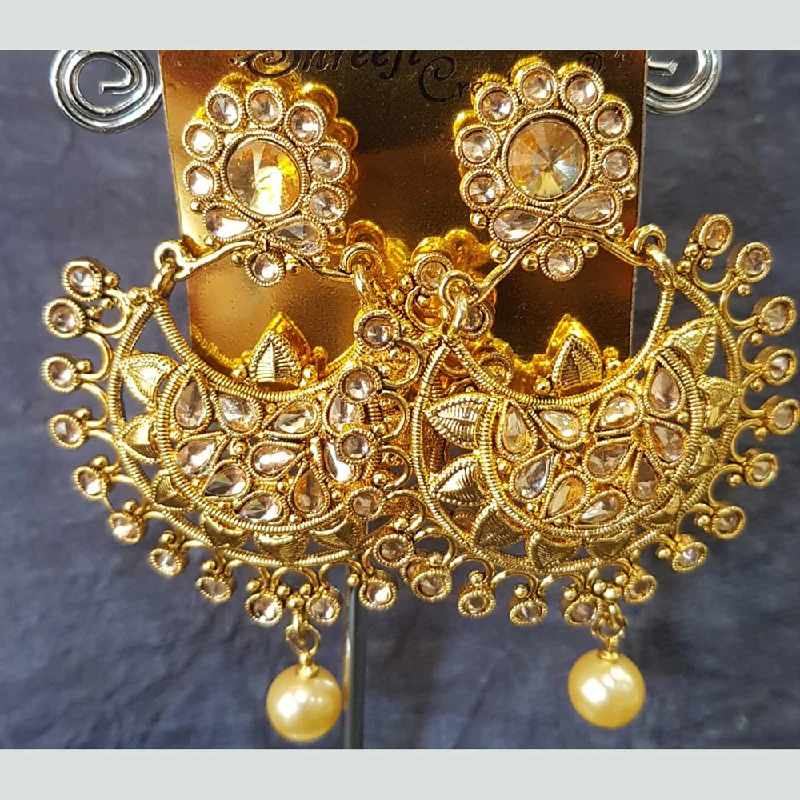 Studded Drop Earrings with Gemstones -Shreeji Gold Plated Crystal  Stone Dangler Earrings