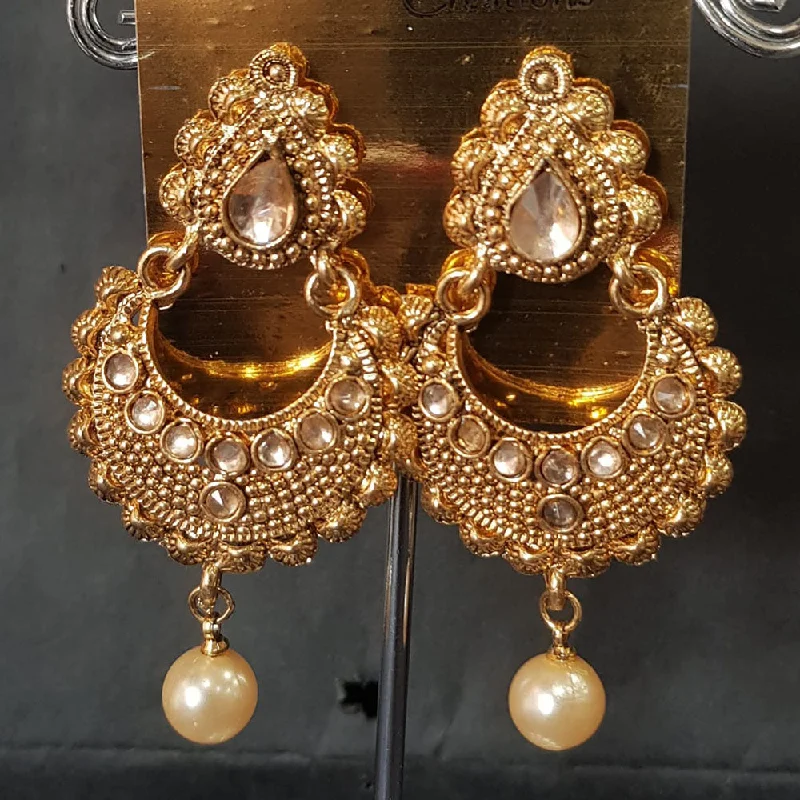 Drop Earrings for Shopping Trip -Shreeji Gold Plated Crystal Stone Dangler Earrings