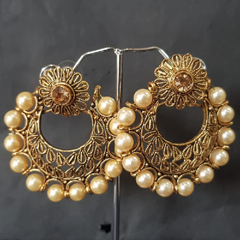 Drop Earrings for Work Attire -Shreeji Gold Plated Crystal Stone Dangler Earrings