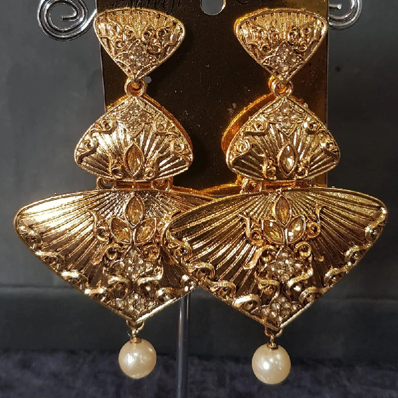 Drop Earrings for Festival Style -Shreeji Gold Plated Crystal Stone Dangler Earrings