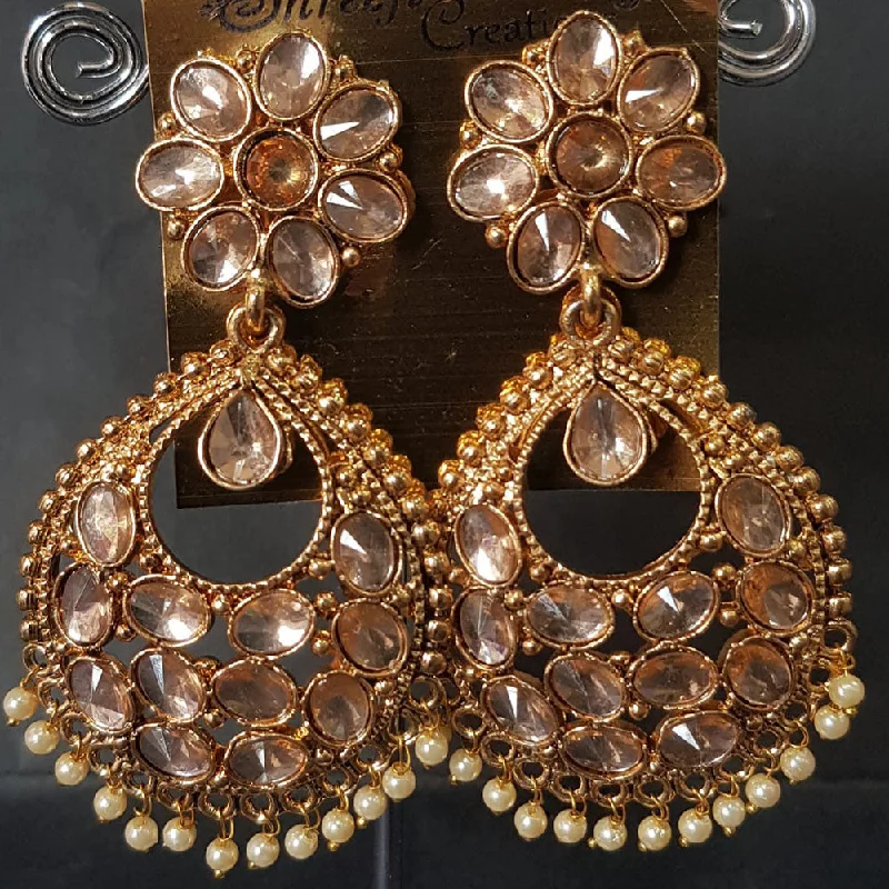 Drop Earrings for Beach Outfit -Shreeji Gold Plated Crystal Stone Dangler Earrings