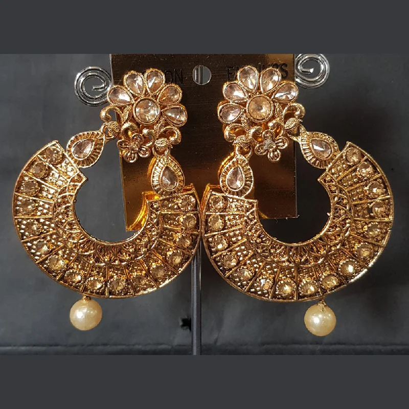 Drop Earrings for Office Wear -Shreeji Gold Plated Crystal Stone Dangler Earrings