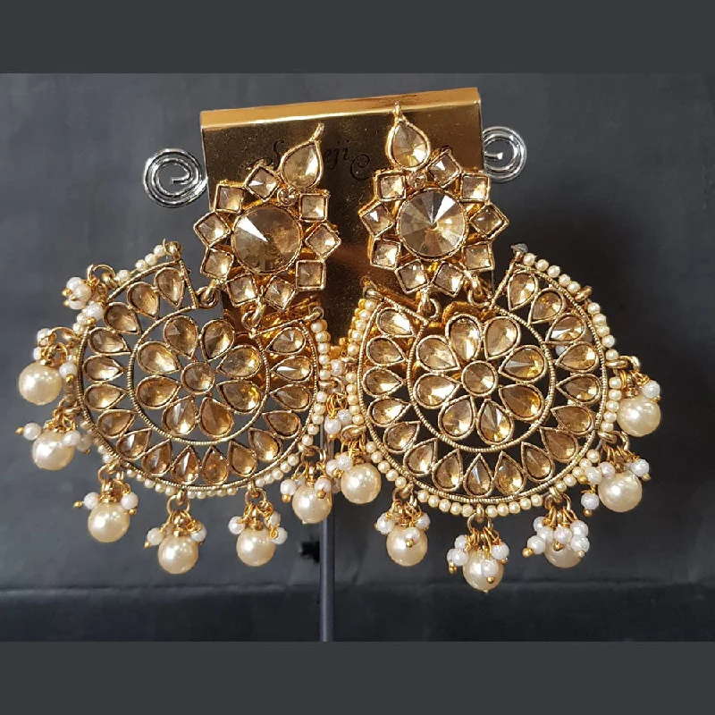 Drop Earrings for Formal Attire -Shreeji Gold Plated Crystal Stone Dangler Earrings