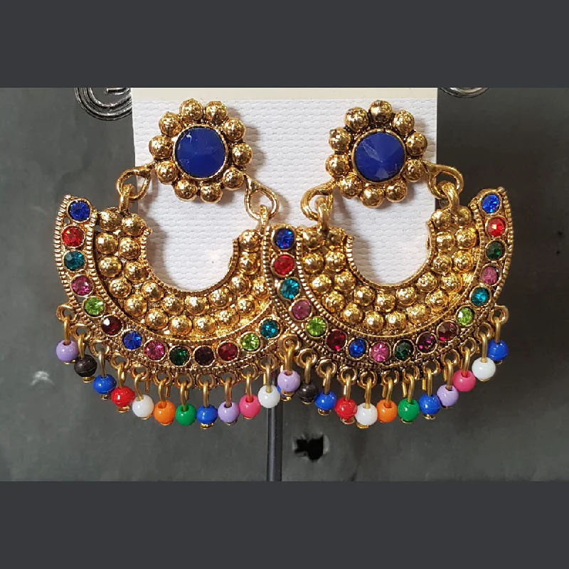 Drop Earrings for Casual Outfit -Shreeji Gold Plated Crystal Stone Dangler Earrings