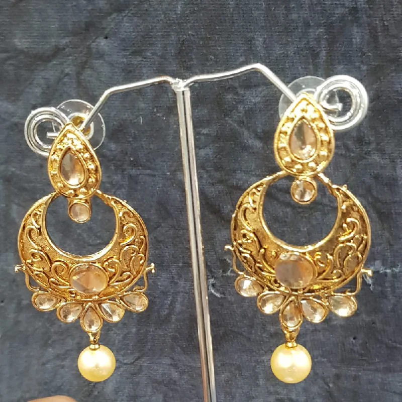 Drop Earrings for Birthday Celebration -Shreeji Gold Plated Crystal Stone Dangler Earrings