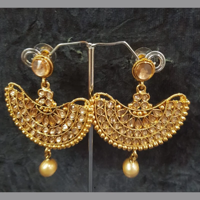 Drop Earrings for Valentine's Day -Shreeji Gold Plated Crystal Stone Dangler Earrings