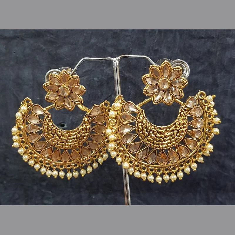 Drop Earrings for Christmas Party -Shreeji Gold Plated Crystal Stone Dangler Earrings