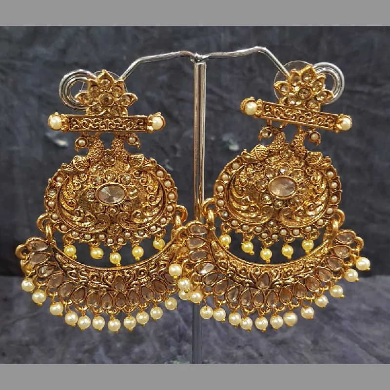 Drop Earrings for Graduation Day -Shreeji Gold Plated Crystal Stone Dangler Earrings