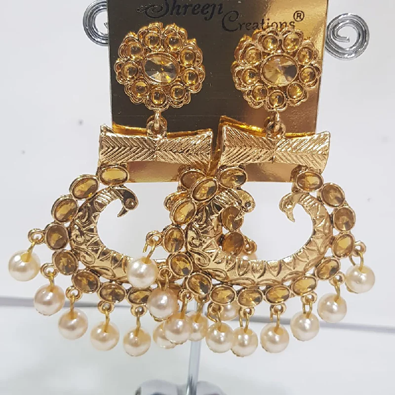 Short Drop Earrings for Subtle -Shreeji Gold Plated Dangler Earrings