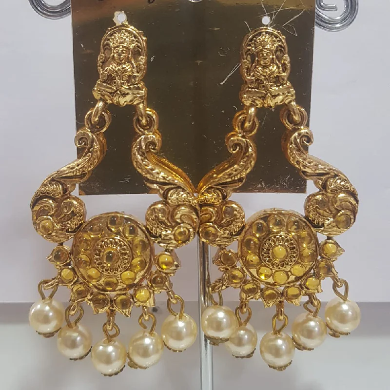 Detachable Drop Earrings with Charms -Shreeji Gold Plated Kundan Stone Dangler Earrings