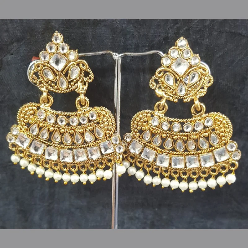 Drop Earrings for Prom Night -Shreeji Gold Plated Kundan Stone Dangler Earrings