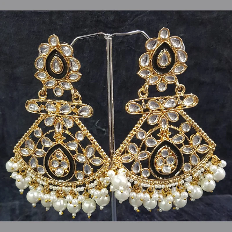 Drop Earrings for Bridesmaids Look -Shreeji Gold Plated Kundan Stone Dangler Earrings