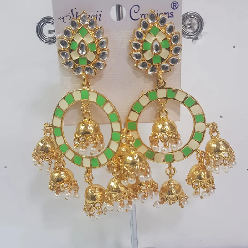 Pearl Drop Earrings for Elegance -Shreeji Gold Plated Meenakari Dangler Earrings