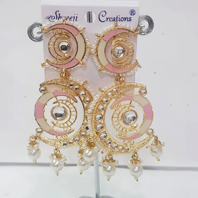 Drop Earrings with Wave Designs -Shreeji Gold Plated Meenakari Dangler Earrings