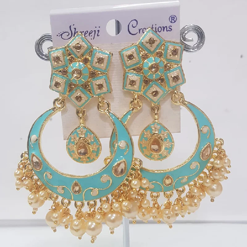 Drop Earrings with Vine Designs -Shreeji Gold Plated Meenakari Dangler Earrings