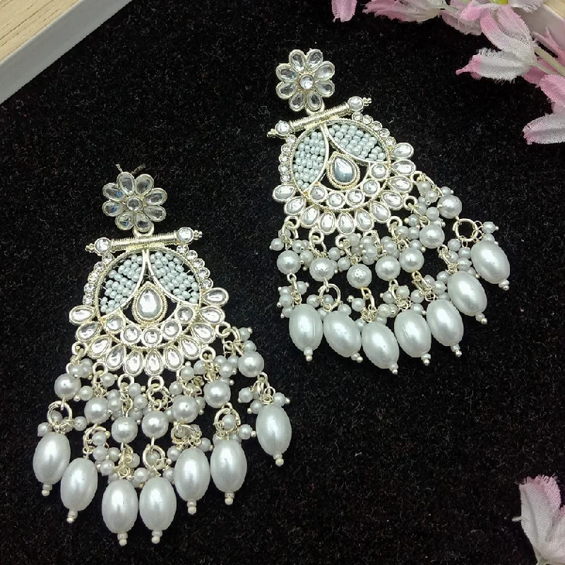 Hypoallergenic Drop Earrings for Sensitive -SP Jewellery Silver Plated Kundan Stone Dangler Earrings