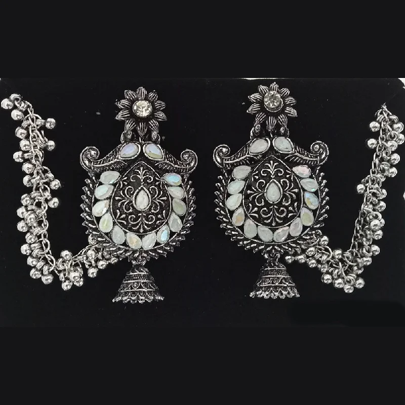 Clip On Drop Earrings for Non Pierced -Tip Top Jewellers Oxidised Plated Kanchain Dangler Earrings