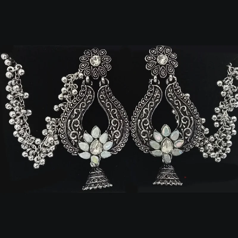 Screw Back Drop Earrings for Security -Tip Top Jewellers Oxidised Plated Kanchain Dangler Earrings