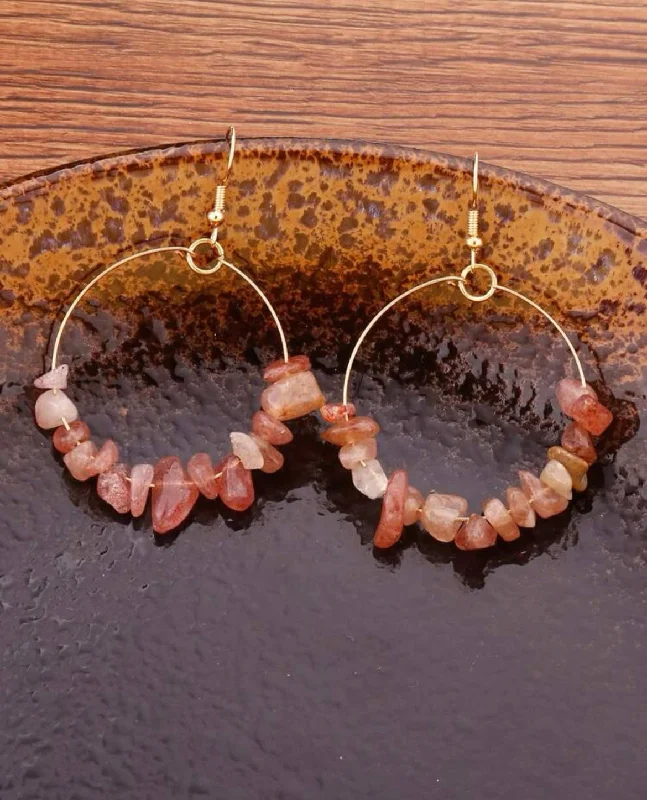 Lightweight Drop Earrings for All Day -Dusty Pink Stone Drop Earrings