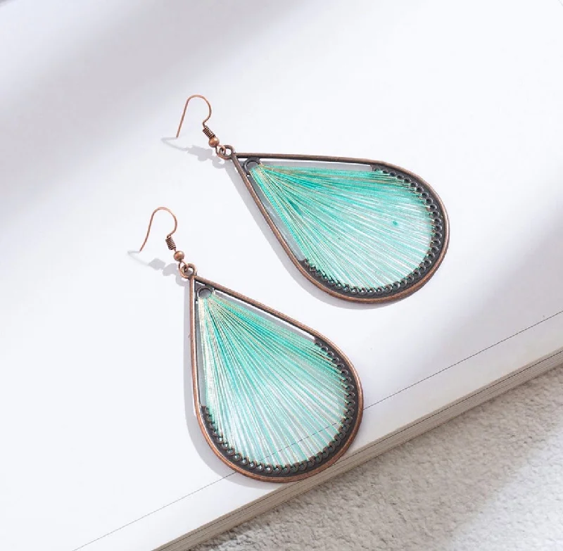 Drop Earrings for Beach Outfit -Turquoise Stringed Teardrop Earrings