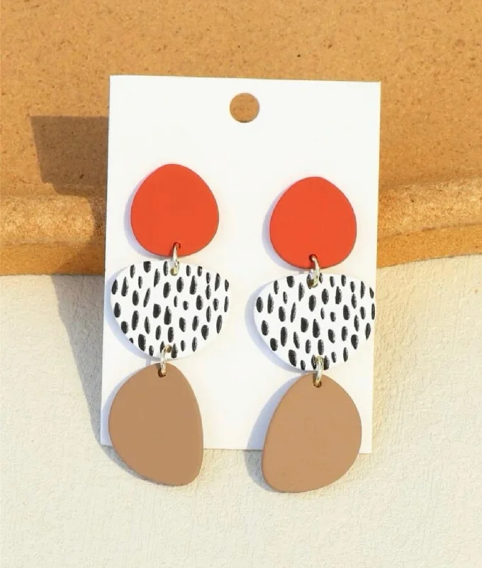 Drop Earrings with Symbolic Elements -Geometric Drop Earrings