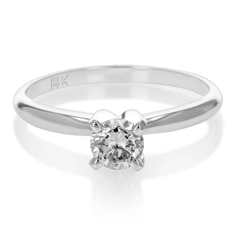 Rings with shield-shaped stones for boldness -0.60 cttw SI2 Diamond Solitaire Engagement Ring 14K White Gold Round