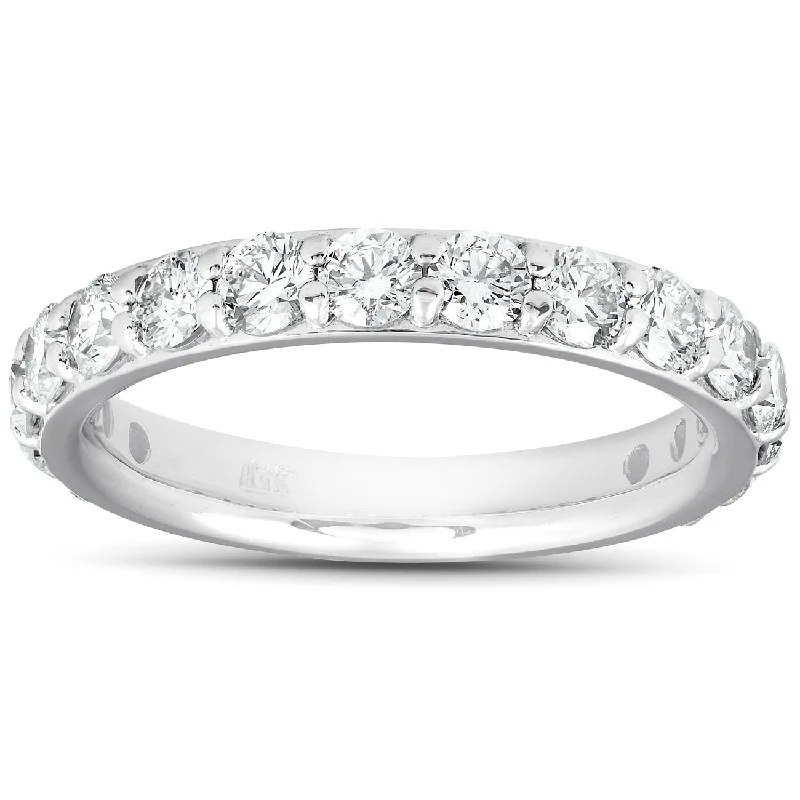 Vintage rings with engraved floral band designs -1 1/2 Ct Diamond Wedding Ring 14k White Gold Stackable Anniverary Band