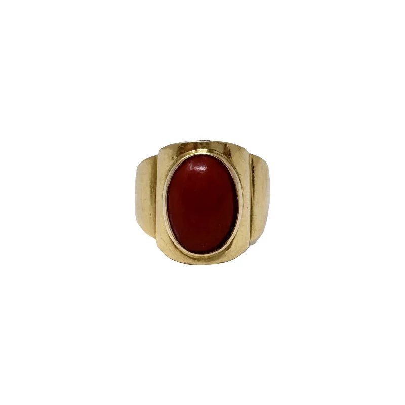 Rings with bold ruby stones for drama -14K Gold Ring with Coral