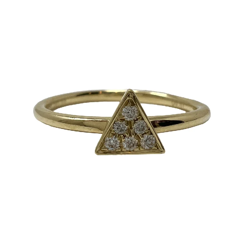 Rings with tiger eye for warm tones -14K Gold Ring with Triangular Shaped Pave Diamond Embellished Center Piece