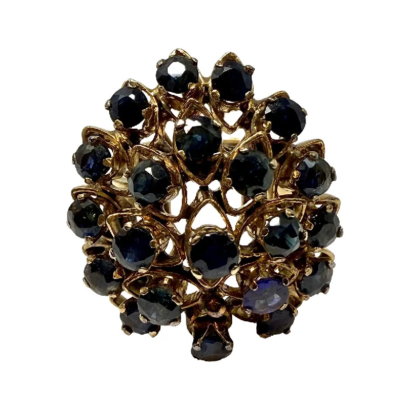 Rings with pave ruby for dazzling sparkle -14K Gold Sapphire Cluster Ring