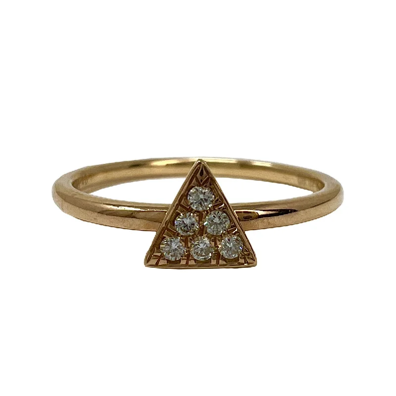 Rings with labradorite stones for mystic flash -14K Rose Gold Ring with Triangular Shaped Pave Diamond Embellished Center Piece