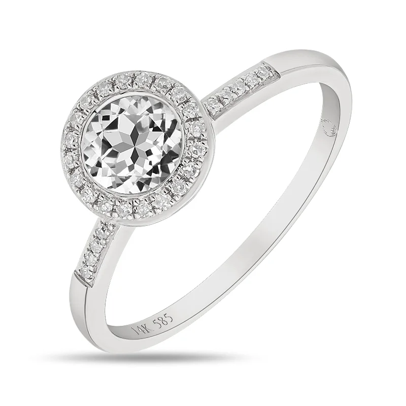 Rings with vintage-inspired rose-cut diamonds -14K White Gold 0.08ct Diamond Ring