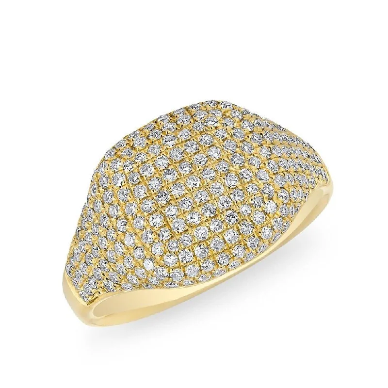 Rings with hematite for sleek metallic sheen -14KT Yellow Gold Diamond Cushion Pinkie Ring