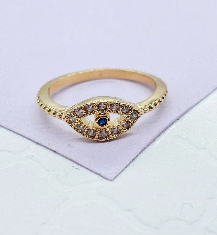 Rings with infinity loops for timeless love -Evil Eye Ring - Blue Center