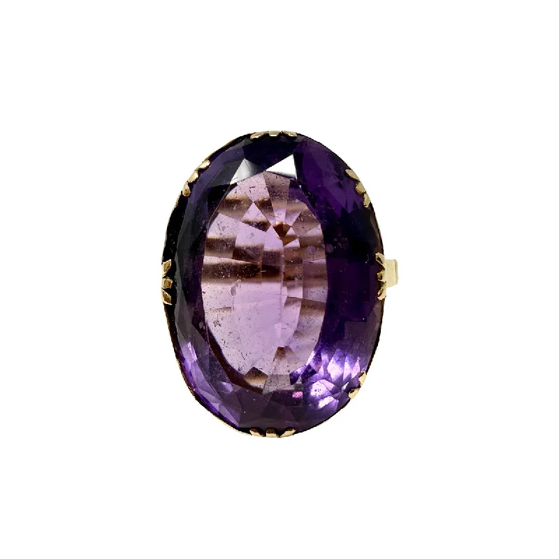 Rings with starburst topaz for radiant beauty -18K Gold Ring with Oval Amethyst