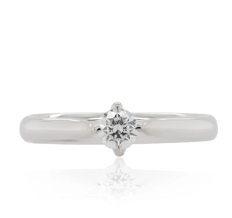 Rings with double bands for modern twist -18K White Gold 0.30ct Diamond Ring